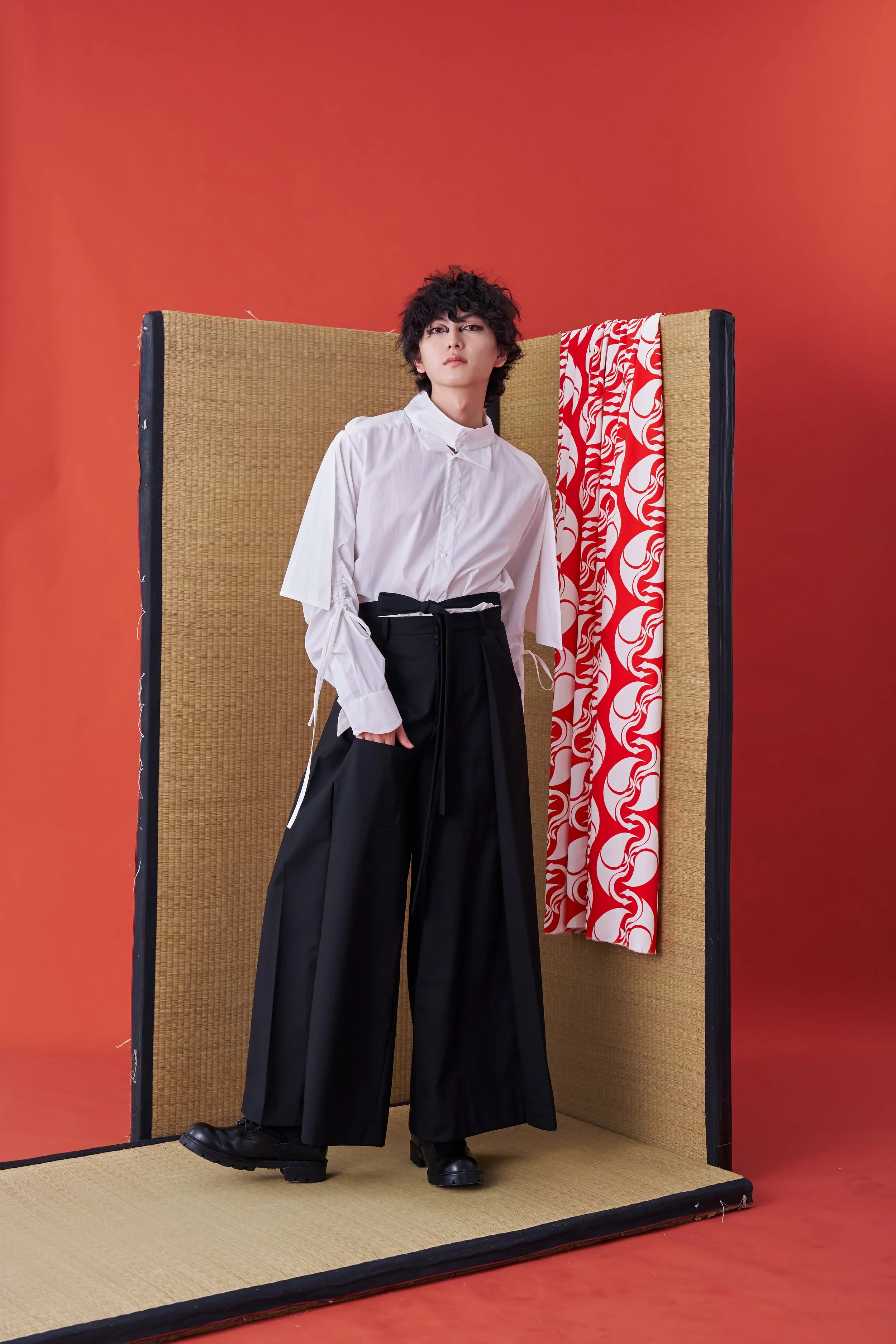 two tuck belt hakama wide slacks ブラック系 M two tuck belt hakama wide slacks ブラック系 M INF Japanese